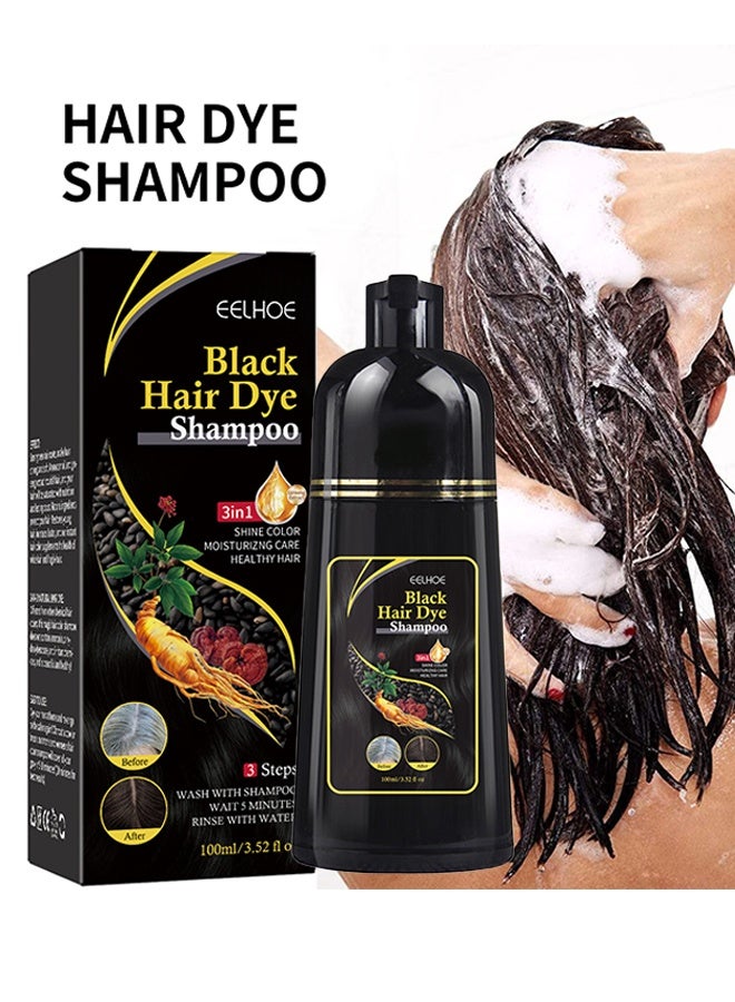 إيلهو شامبو صبغة شعر أسود، شامبو صبغة شعر أسود فوري 3 في 1، تغطية كاملة للرمادي، سحر خلال 15 دقيقة لجميع الأنواع، طبيعي للنساء والرجال، بلسم لترك اللون، سهل الاستخدام - Image 1